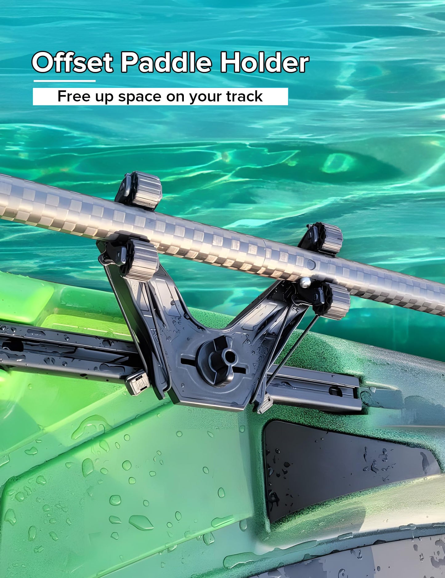 Kayak Paddle Holder, Kayak Accessories for Fishing, Dual Head Kayak Track Mount Accessories, Offset Paddle Holder for Kayaking, Kayak Rail Accessories