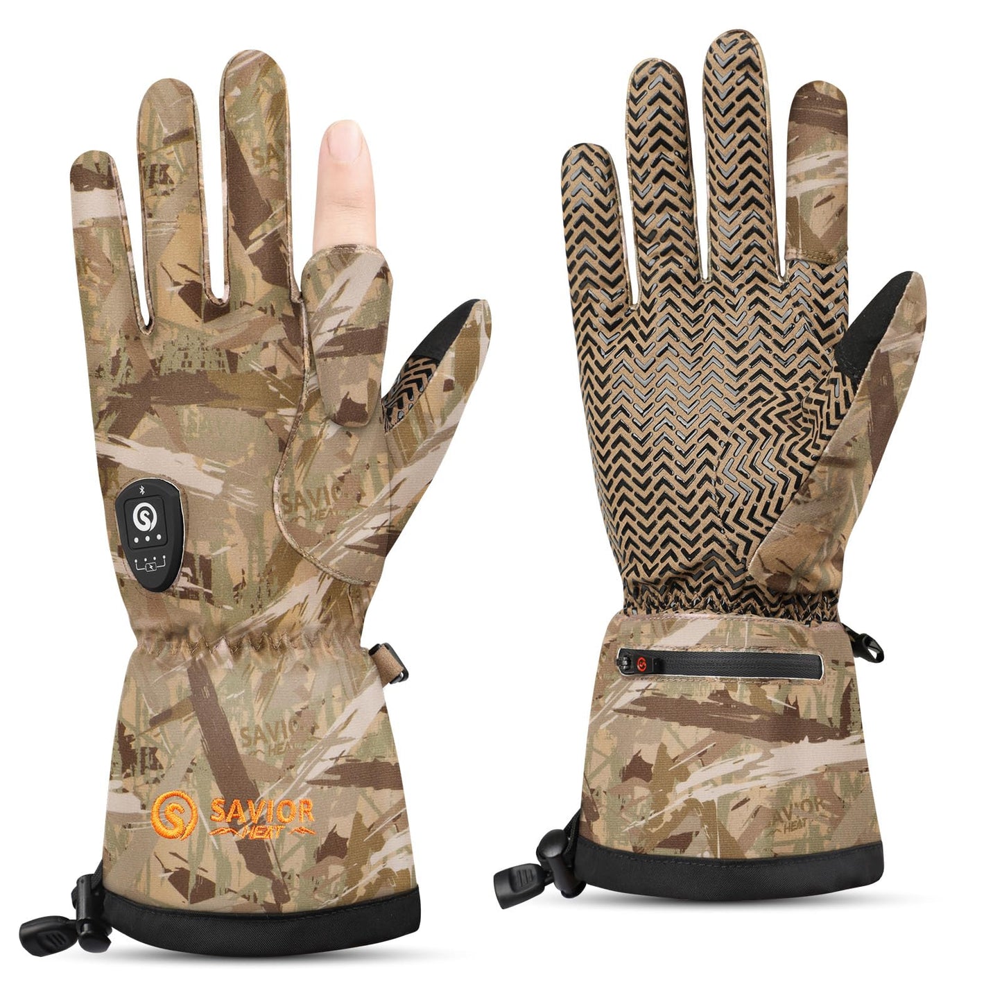 SAVIOR HEAT Heated Gloves - Camouflage Hunting, Fishing, Shooting, Cold Weather Touchscreen Gloves for Men & Women