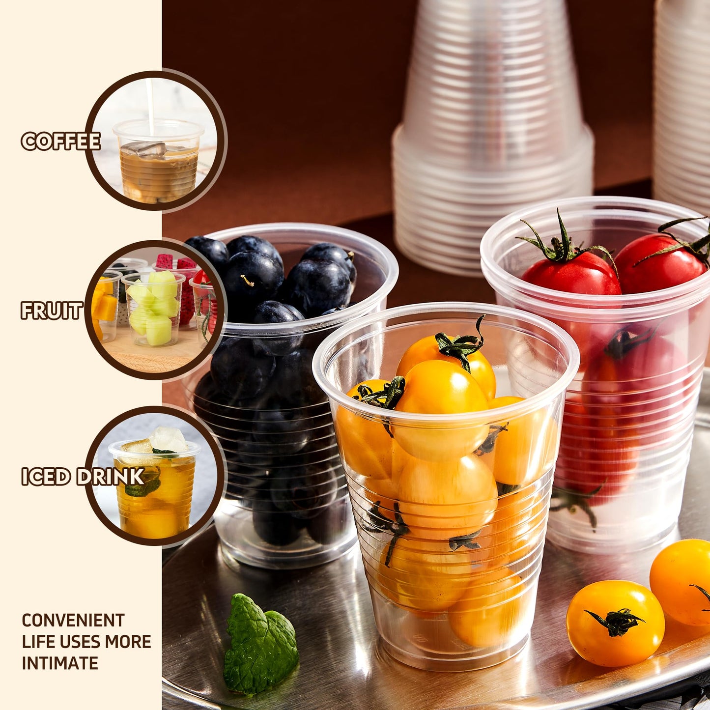 YEEHAW 9 oz Plastic Cups, 500 Pack - Clear Disposable Drinking Water Cups for Cold Beverages, Ideal for Party