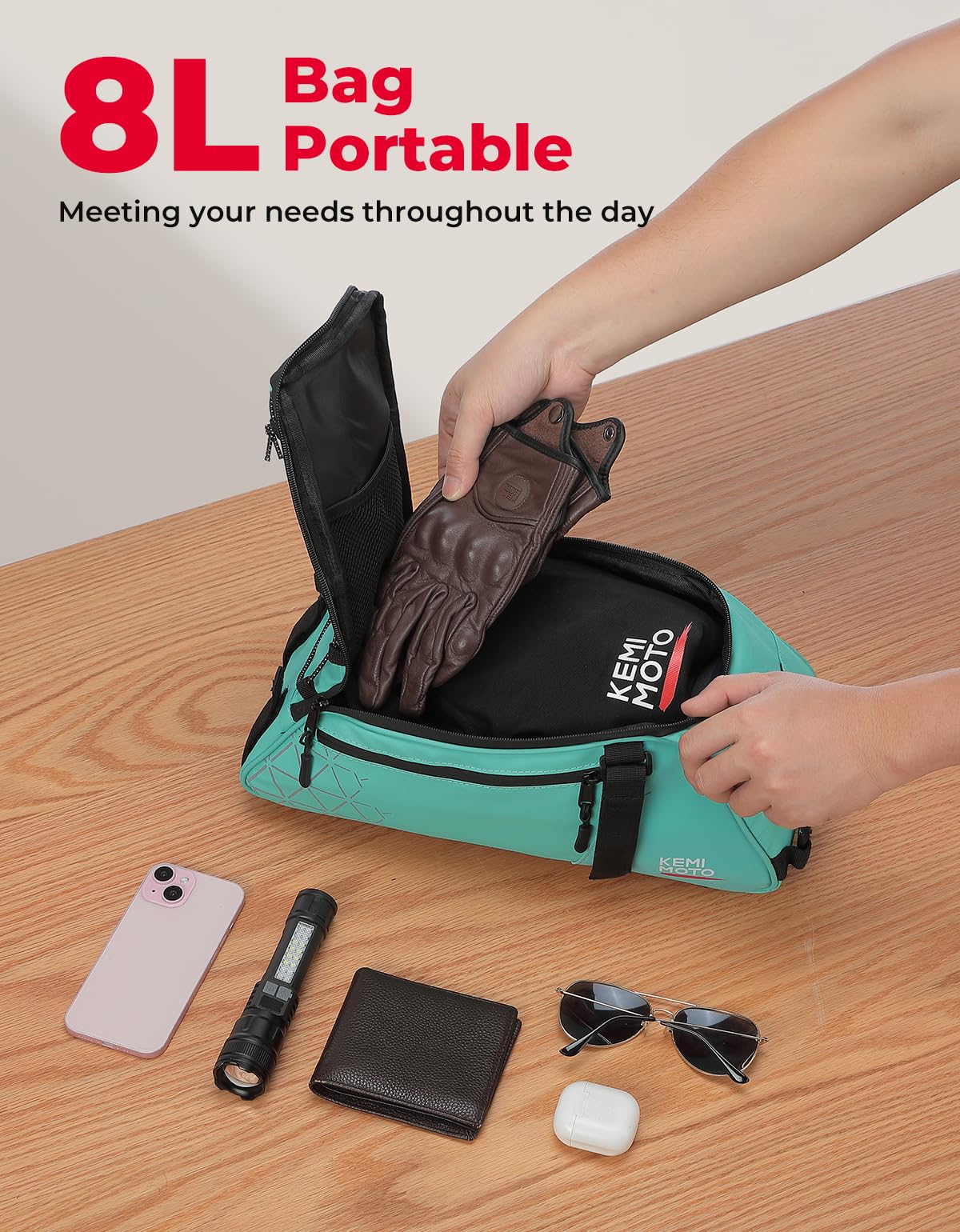 KEMIMOTO Rear Bike Rack Bag - 8L PVC Water Resistant Ebike Bags for Bicycle Rear Rack, Bicycle Trunk Pannier for Commuter Travel Shopping and Cycling (Black)