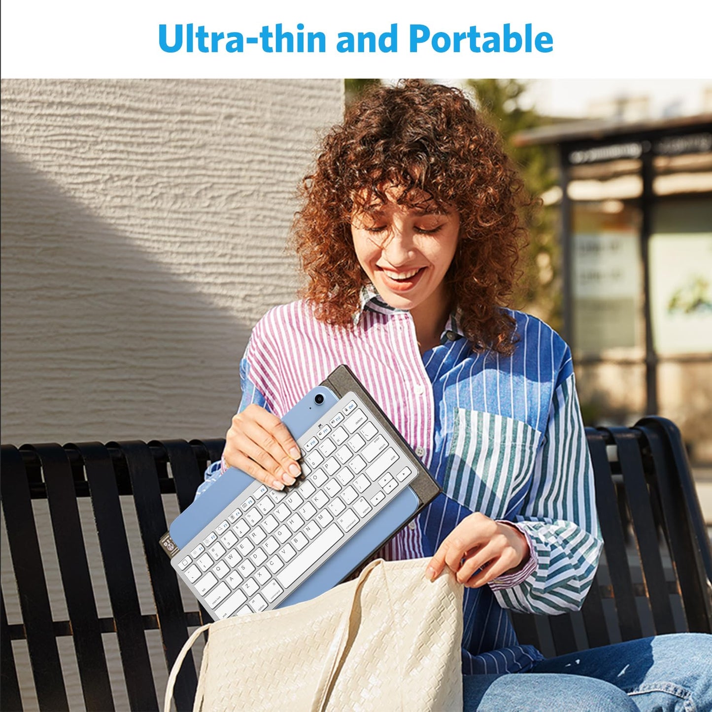 OMOTON Bluetooth Keyboard Compatible with iPad 10th Generation, iPad 10.2 (9th/8th/7th), iPad Pro 13/12.9/11 inch, iPad Air/Mini and More Bluetooth Enabled Devices, White