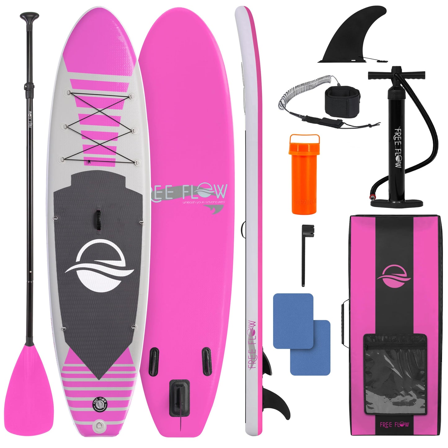 SereneLife Inflatable Stand Up Paddle Board - Wide Stable Design, Non-Slip Deck for Adults & Youth with Premium Paddle Board Accessories: Carry Bag, Dual Action Pump, Paddle, Ankle Leash - 10'6"