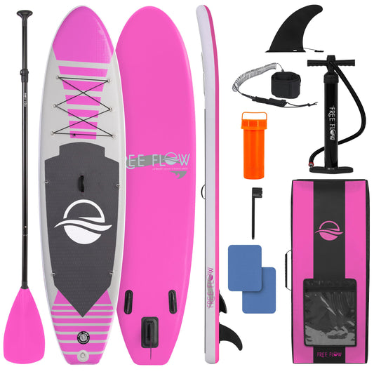 SereneLife Inflatable Stand Up Paddle Board - Wide Stable Design, Non-Slip Deck for Adults & Youth with Premium Paddle Board Accessories: Carry Bag, Dual Action Pump, Paddle, Ankle Leash - 10'6"