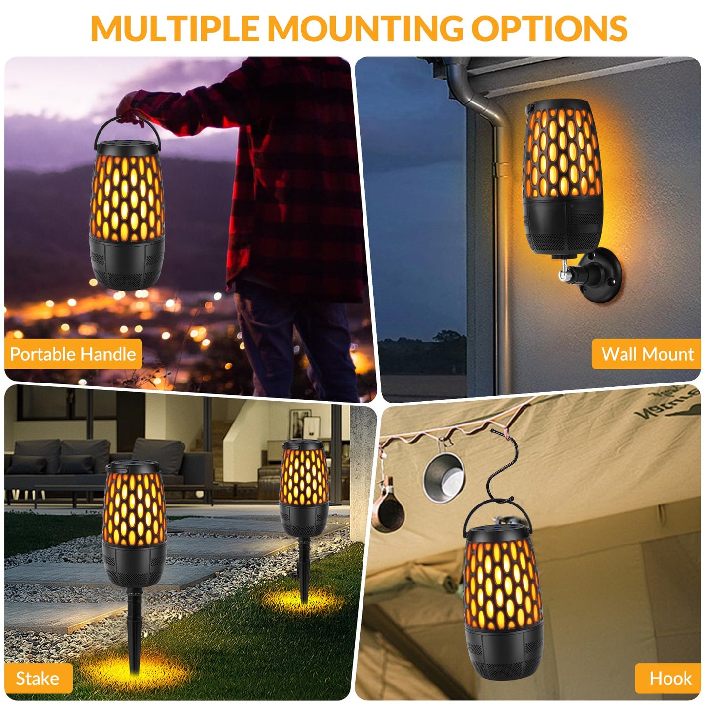 Outdoor Speakers with Lights, Mens Gifts for Birthday,Portable Bluetooth Speaker,HD Stereo Sound,Multi-Sync up to 100 Speakers Auto-Pairing IPX7 Waterproof for Patio/Pool/Camping Cool Gadgets 2 Pack