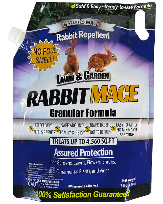 Nature's MACE Rabbit Repellent Granular, 7 Pounds, Treats 95,000 sq ft, Outdoors, Bunny Repellent, Keep Rabbits Out for Garden, Safe for Dogs, Pets, People, & Plants