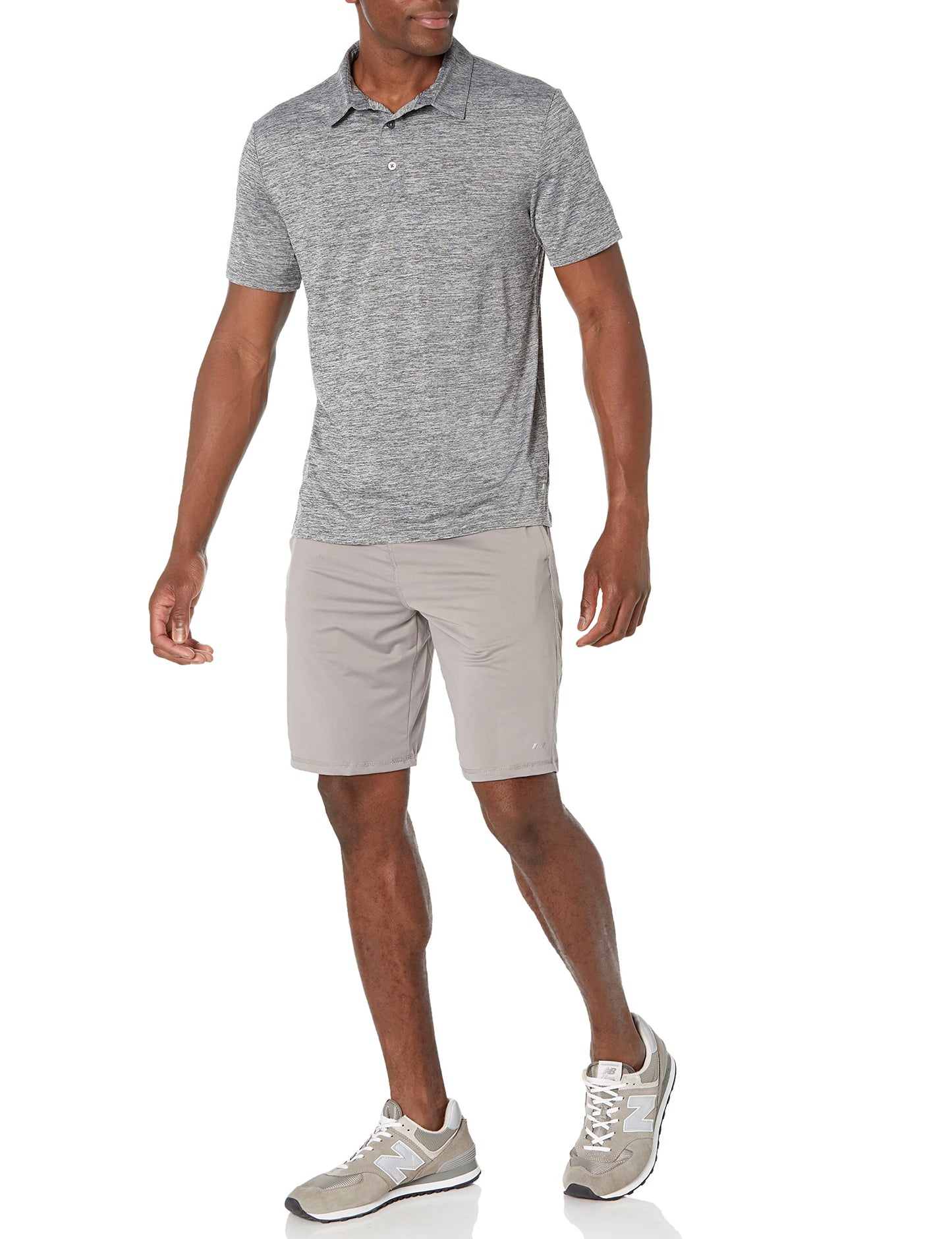 Amazon Essentials Men's Slim-Fit Quick Dry Tech Stretch Lightweight Golf Polo Shirt, Dark Grey Heather, XX-Large