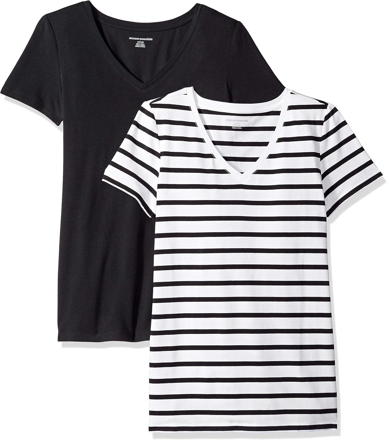 Amazon Essentials Women's Regular-Fit Short-Sleeve T-Shirt (Crewneck and V-Neck Options), Multipacks