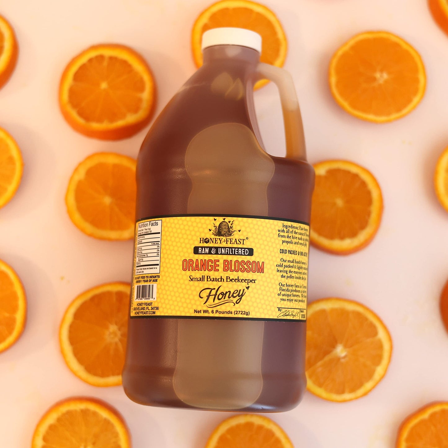 HONEY FEAST Wildflower Honey - 6 Pounds (1/2 Gallon) Bulk Honey, All Natural, Unfiltered, Unheated Honey, Perfect for Sweetening & Baking