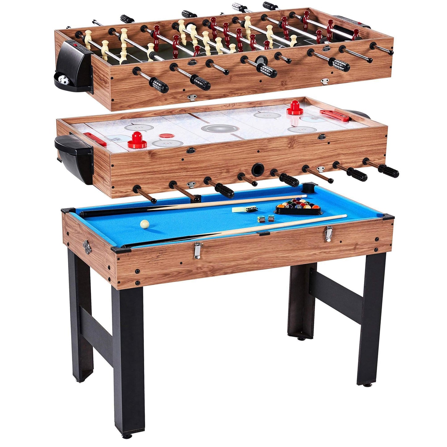 Lancaster 3 in 1 Sports Multigame, Pool Billiards, Slide Hockey, Foosball Game Table