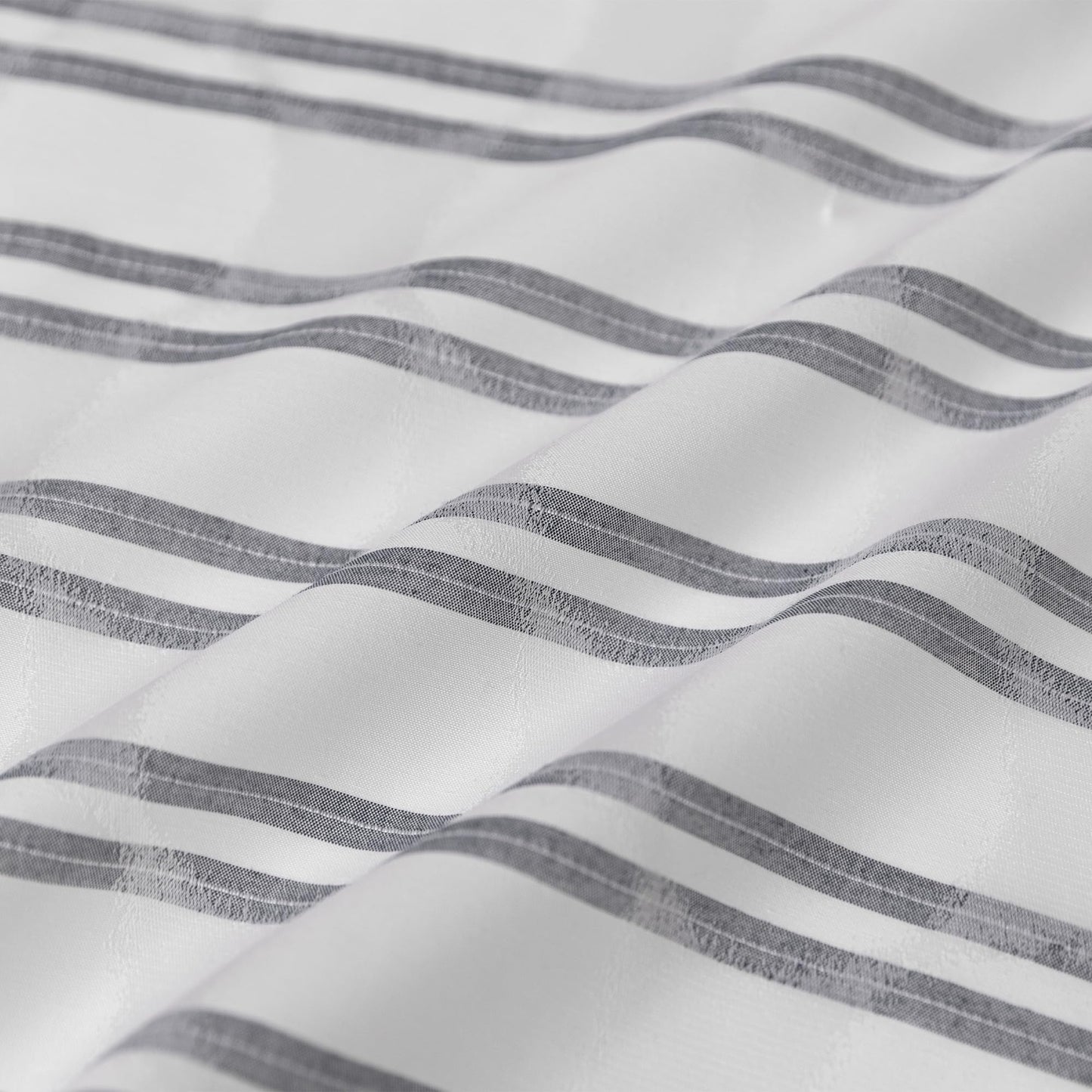 Amazon Basics Geometric Jacquard Fabric Shower Curtain for Bathroom, Lightweight, Waterproof and Washable, 72" W x 72" L, Grey Striped