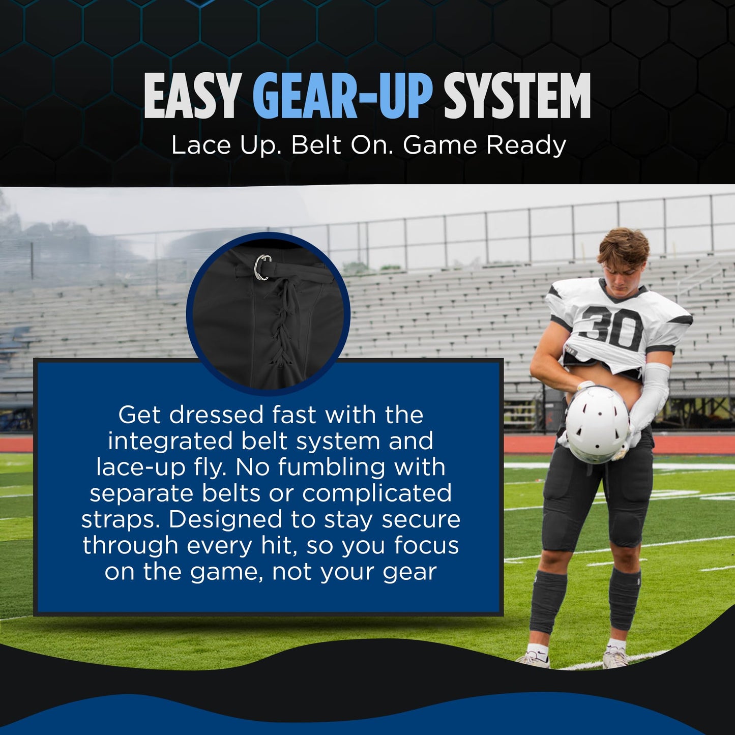 Sports Unlimited Double Knit Integrated Youth Football Pants with Pads - Youth Football Practice Pants for Boys, White