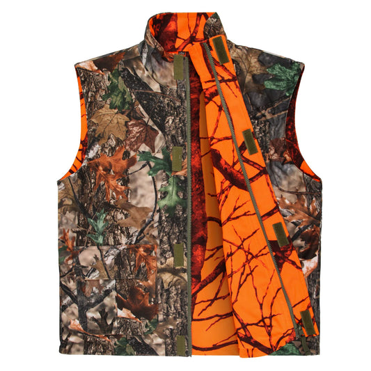 GUGULUZA Camo and Orange Hunting Reversible Vest, Game Vest Jacket for Hunting Camping (M-4XL)