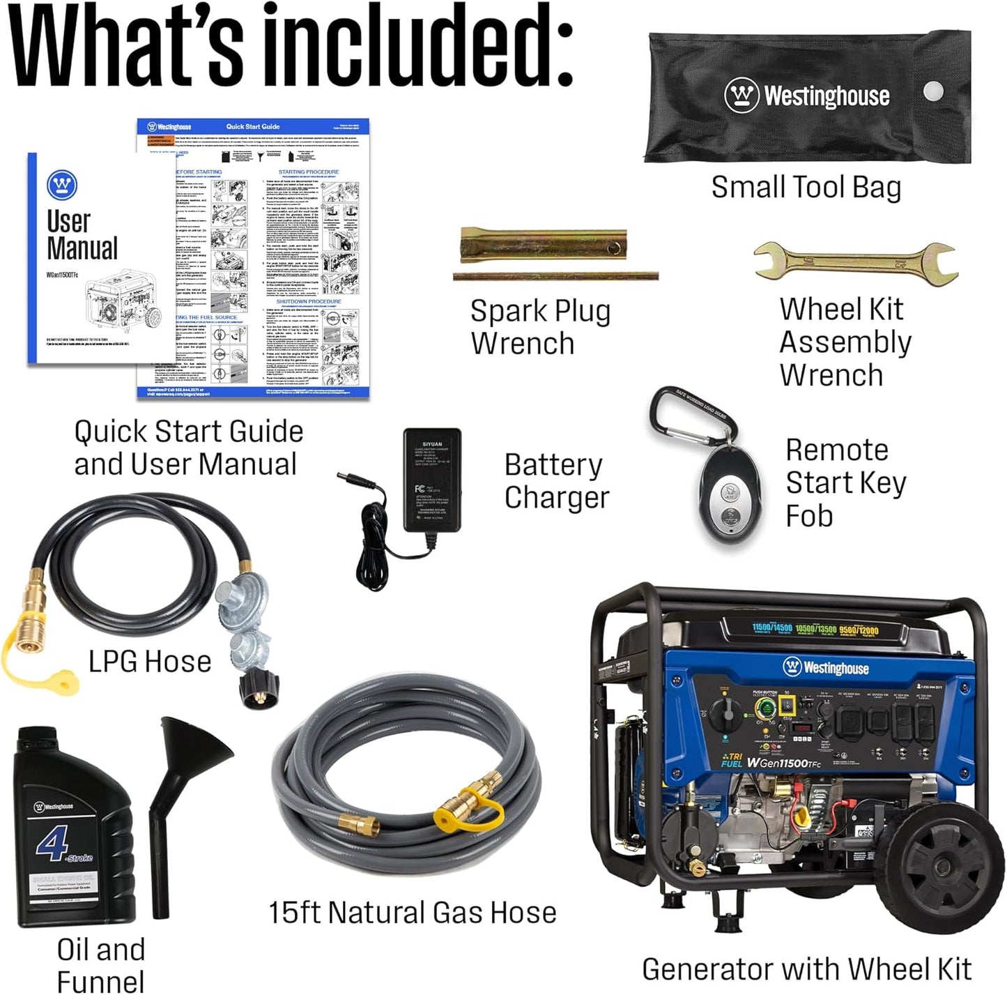 Westinghouse 14500 Peak Watt Tri-Fuel Home Backup Portable Generator, Remote Electric Start, Transfer Switch Ready, Gas, Propane, and Natural Gas Powered