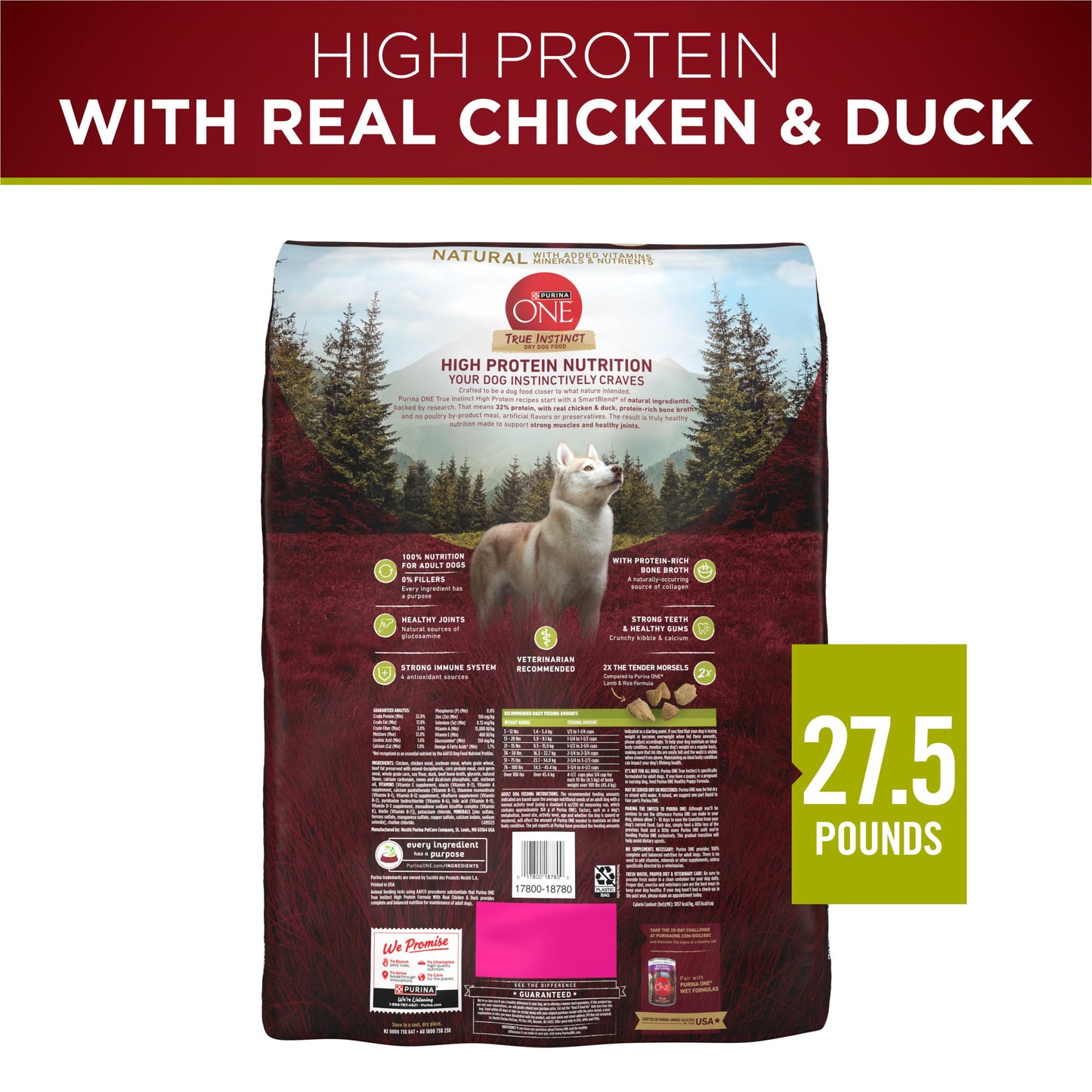 Purina ONE True Instinct With A Blend Of Real Turkey and Venison Dry Dog Food - 36 lb. Bag