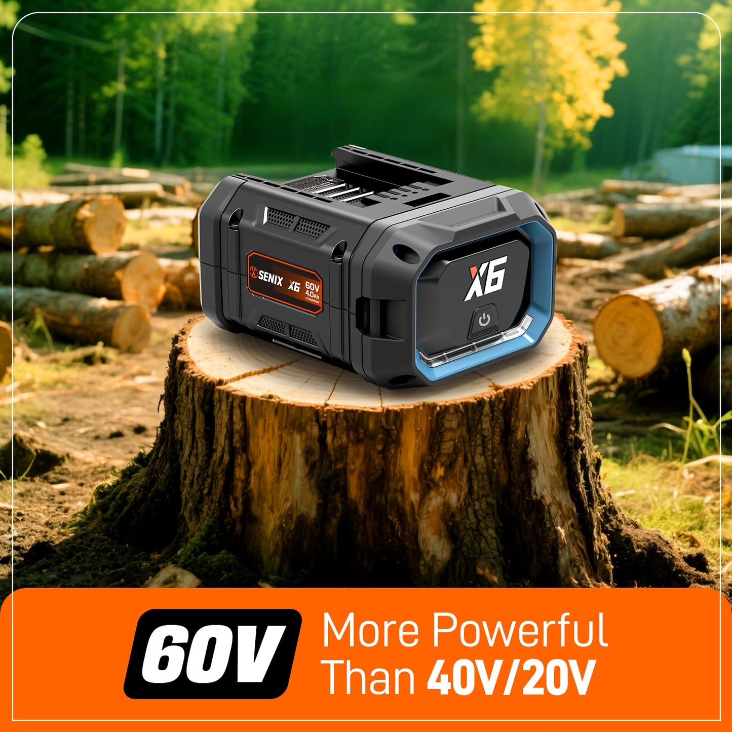 SENIX Chainsaw|60V 16" Battery Chainsaw|Brushless Electric Chainsaws|Cordless Chain Saw with 4Ah Battery & Charger|Garden Tool for Trees, Pruning, Branch Trimming, Best Gifts for Man, CSX6-M