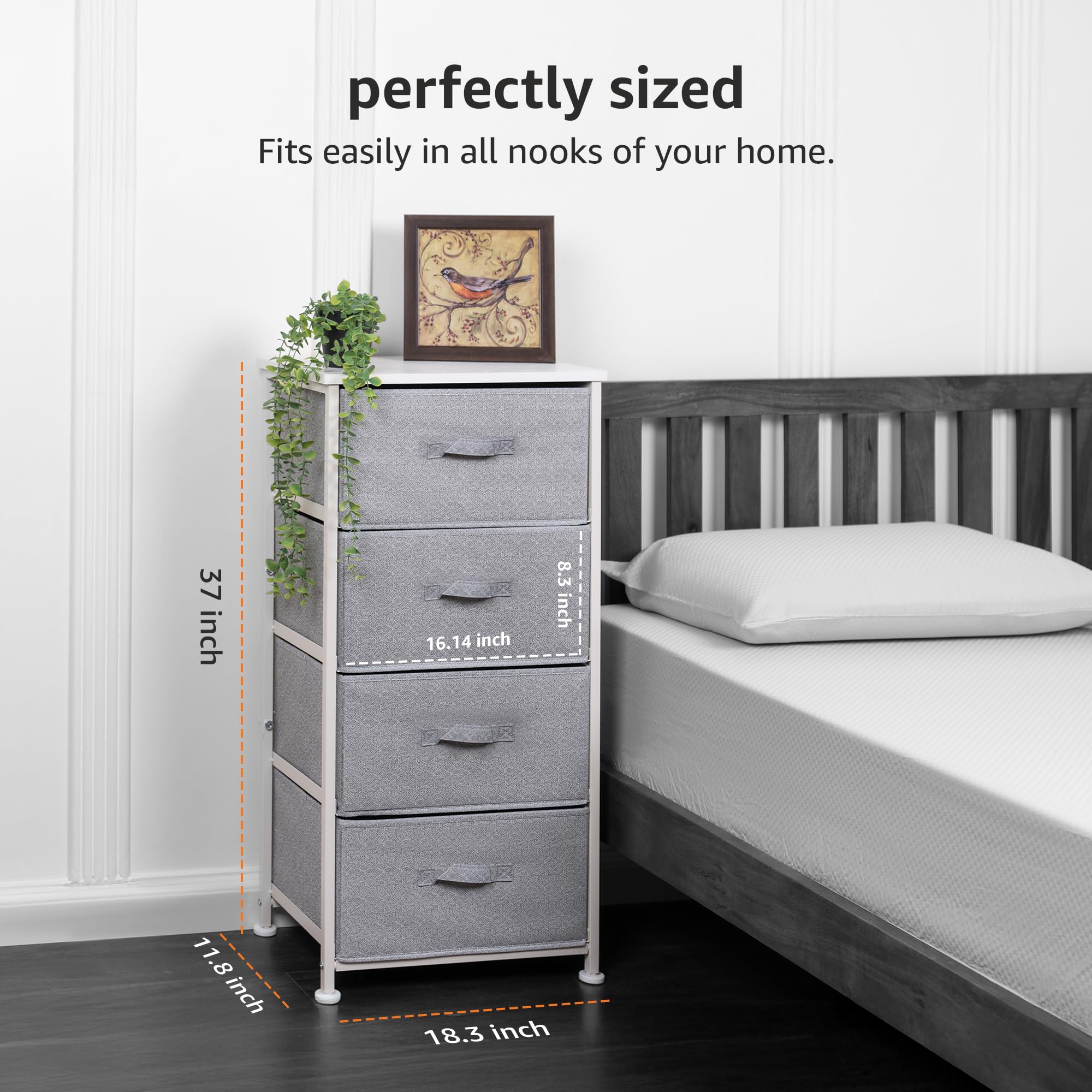 Amazon Basics Fabric 4-Drawer Storage Organizer Unit for Closet