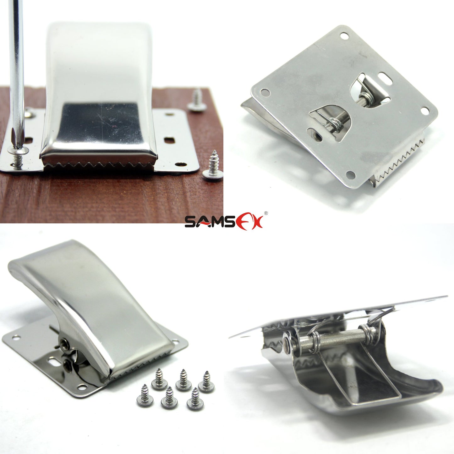 SAMSFX Fish Cleaning Board Tools Fillet Clamp w/Screws Deep-Jaw Fish Tail Clip Board for Scaling Table Bait (Fish Clamps with Black Grip)