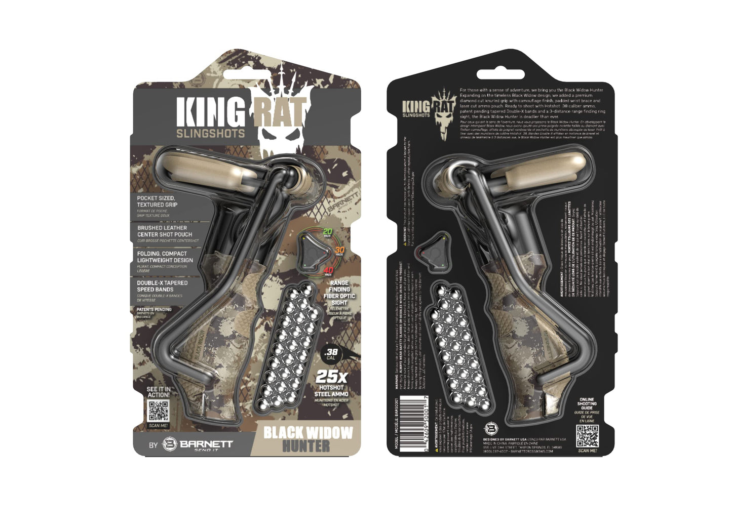 Barnett King Rat Slingshots, Powerful Slingshot for Adults and Kids Alike, Includes Power Band, Brushed Leather Pouch, & Slingshot Ammo