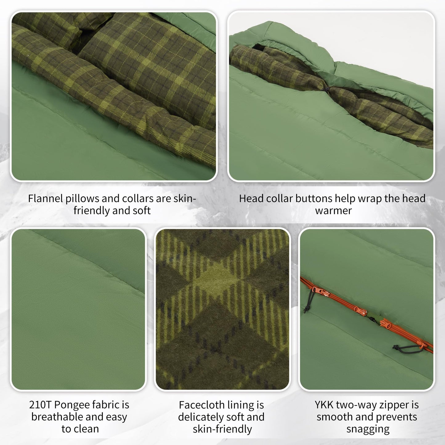 Naturehike 0 Degree Flannel Two Person Sleeping Bag with Pillows for Adults, Couples & Family, Doublewide Double Sleeping Bag 2 Person for All Seasons Camping Hiking Backpacking