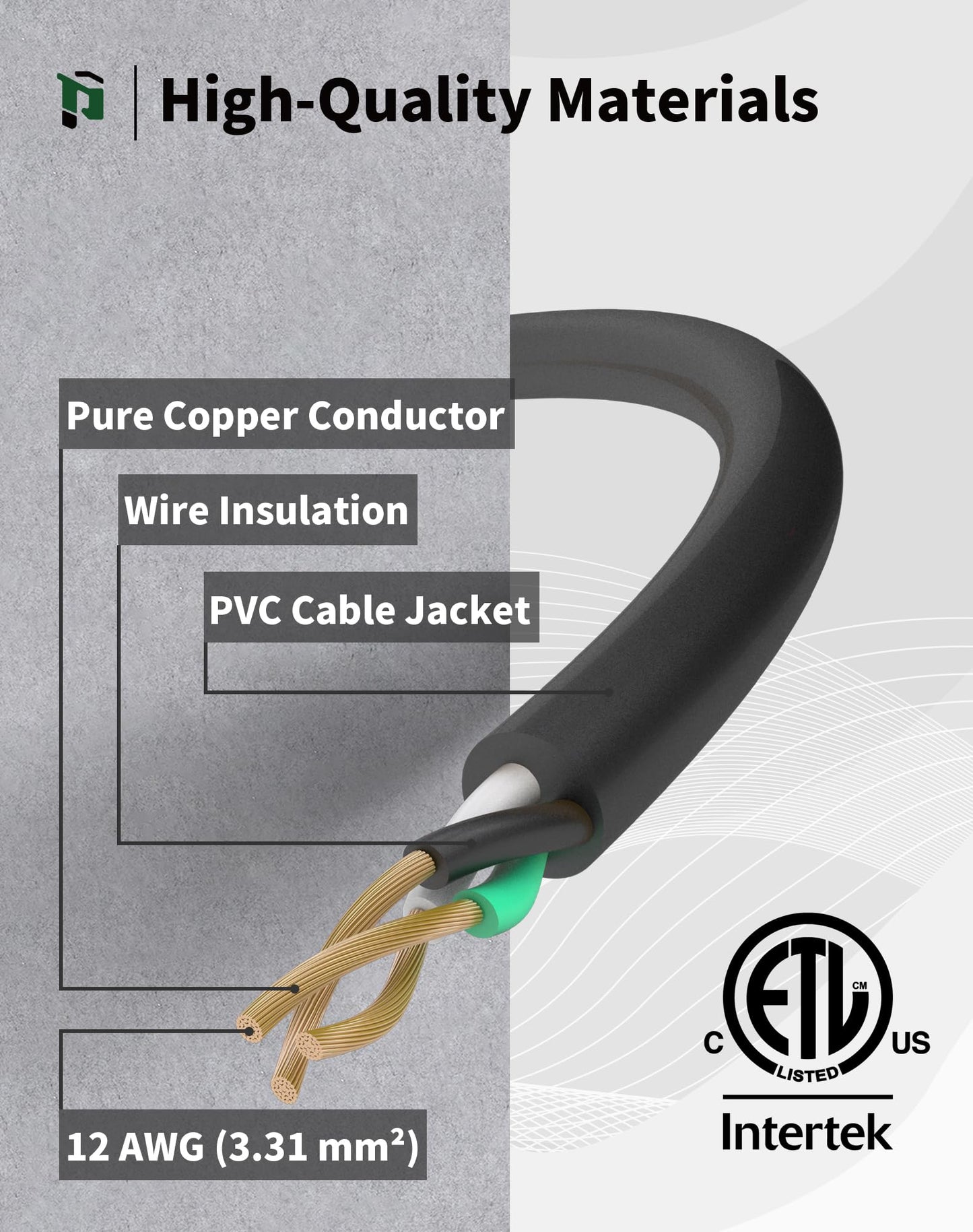 25Ft 12/3 Outdoor Extension Cord with 3-Outlets, Heavy Duty 12 Gauge 3 Prong Extension Cord Waterproof with Lighted end, 15A 12AWG 1875W SJTW, ETL Listed - Great for Garage, Garden and Home, Yellow