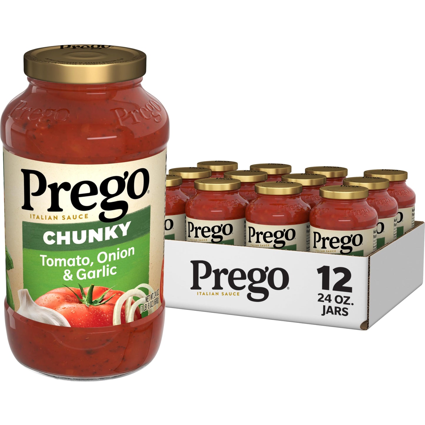 Prego Traditional No Sugar Added Pasta Sauce, 23.5 Oz Jar (Case of 6)