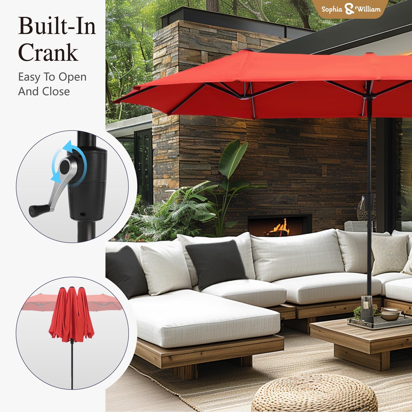 Sophia & William Patio Set with Umbrella 8 Pieces Outdoor Dining Set for 6 with 13ft Double-Sided Patio Umbrella Beige, 6 x Swivel Patio Chairs, 1 Metal Table for Lawn Garden