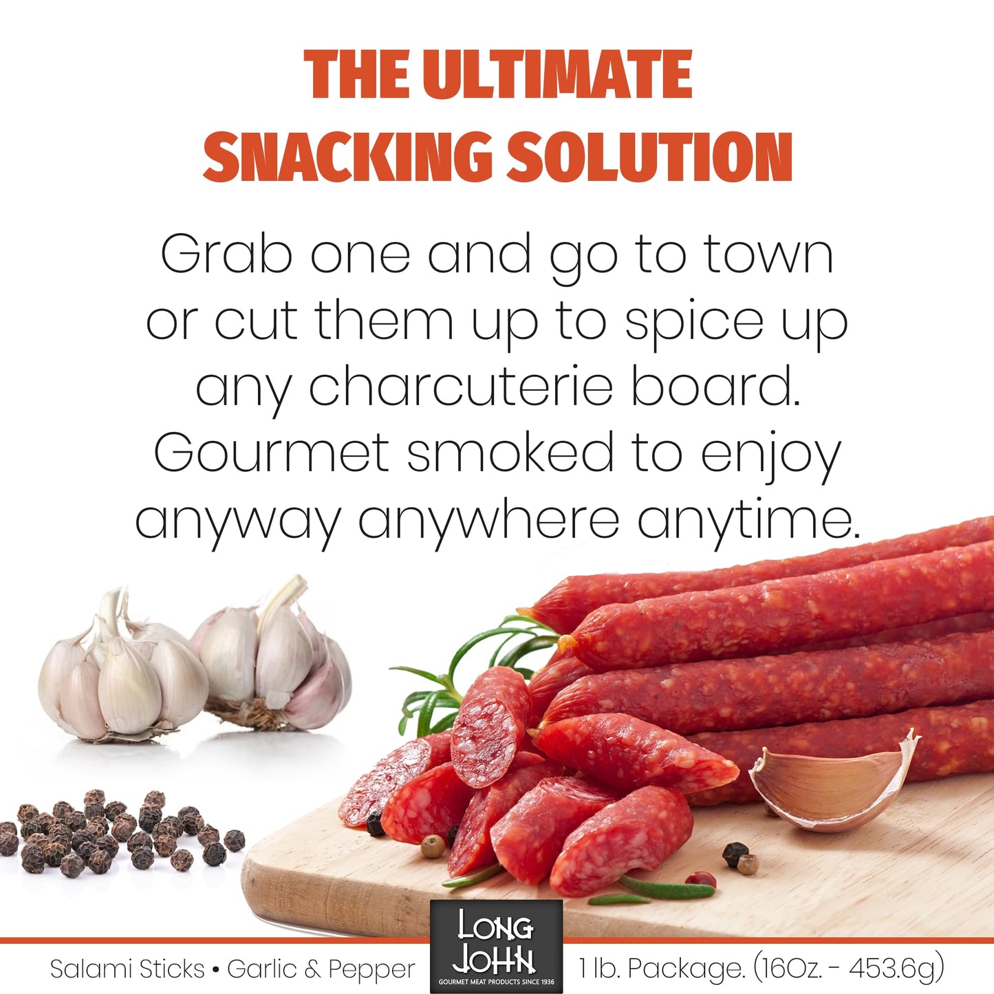 Long John Snacks Italian Style Dried Salami Stix – Premium Italian Blend Hand Crafted Pork & Beef Cuts – Gluten-Free, Bold Flavor & Low Heat – Smoked & Italian-Style Dried to Perfection - 16oz.