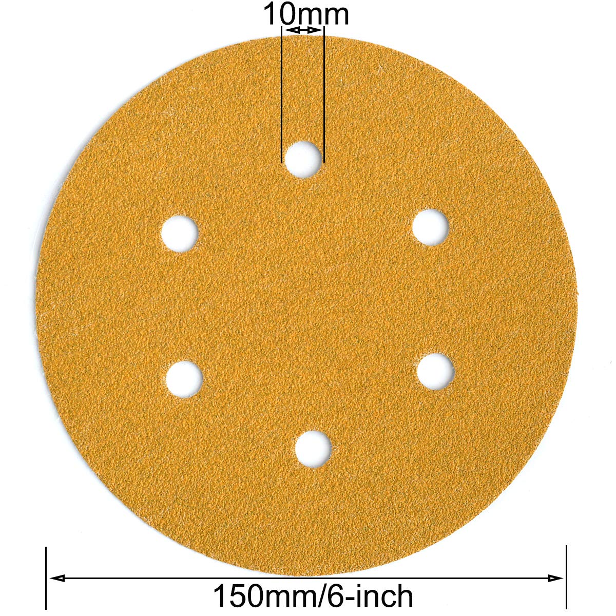 6-Inch 6-Hole Hook and Loop Sanding Discs 600-Grit, Random Orbital Sandpaper for Automotive and Woodworking, 100-Pack