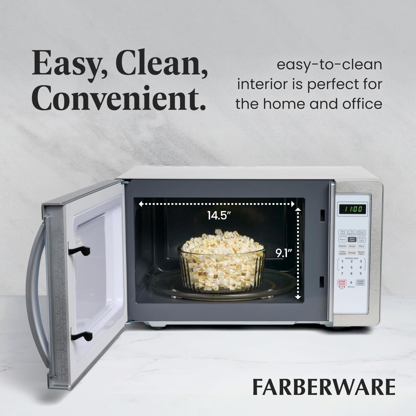 Farberware Countertop Microwave 700 Watts, 0.7 Cu. Ft. - Microwave Oven With LED Lighting and Child Lock - Perfect for Apartments and Dorms - Easy Clean Stainless Steel