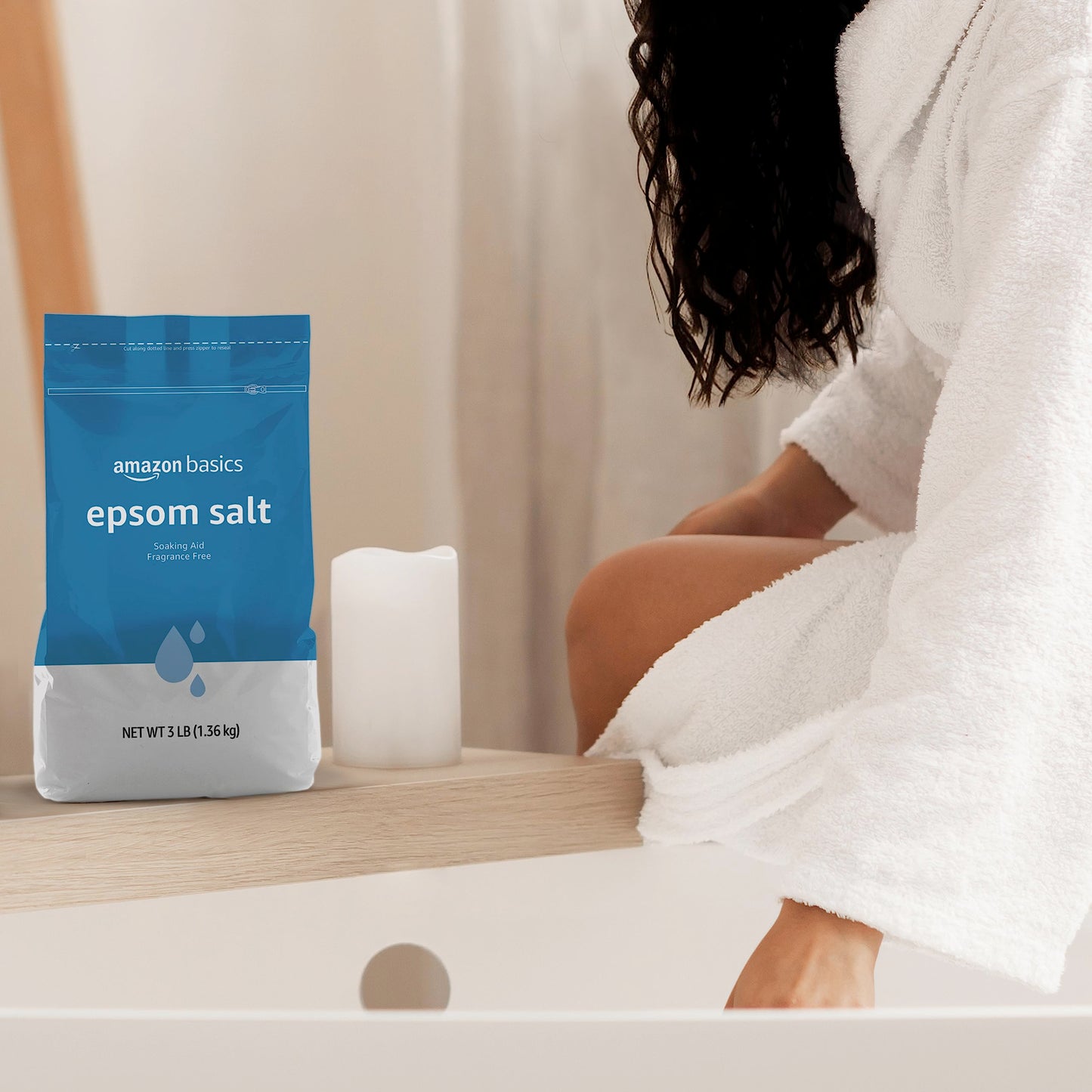 Amazon Basics Epsom Salt Soak, Unscented, Magnesium Sulfate USP, Muscle and Feet Relaxation, Soothing, 3 Pound, Pack of 1