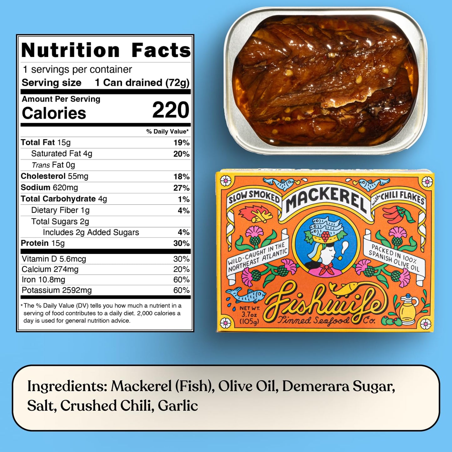 Fishwife Starter 7-Pack (Variety of Tinned Seafood including Smoked Salmon, Rainbow Trout, Sardines, Tuna & More!) | Gluten Free, High Protein | Hand-Packed