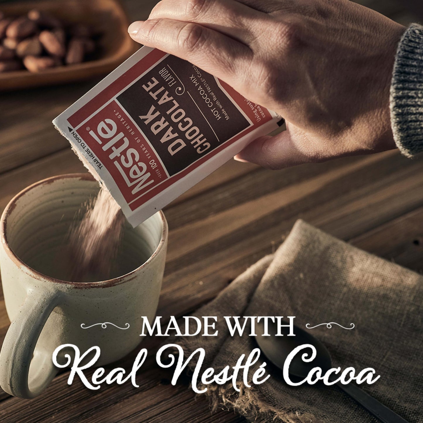 Nestle Hot Chocolate Packets, Dark Chocolate Flavor Hot Cocoa Mix, Made with Real Cocoa, Bulk Pack, 0.71 oz Packet (Pack of 300)