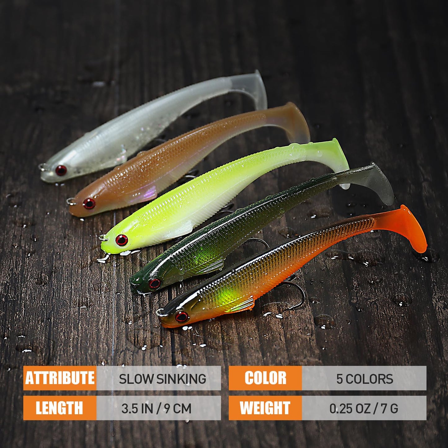 TRUSCEND Easy Catch Pre-Rigged Soft Lures, Vibrating Swim Action, Trembly Sinking Move, Amazing Soft Swimbait for Family Fishing, Well-Made Fishing Lures for Bass Trout Crappie Walleye Pike Redfish