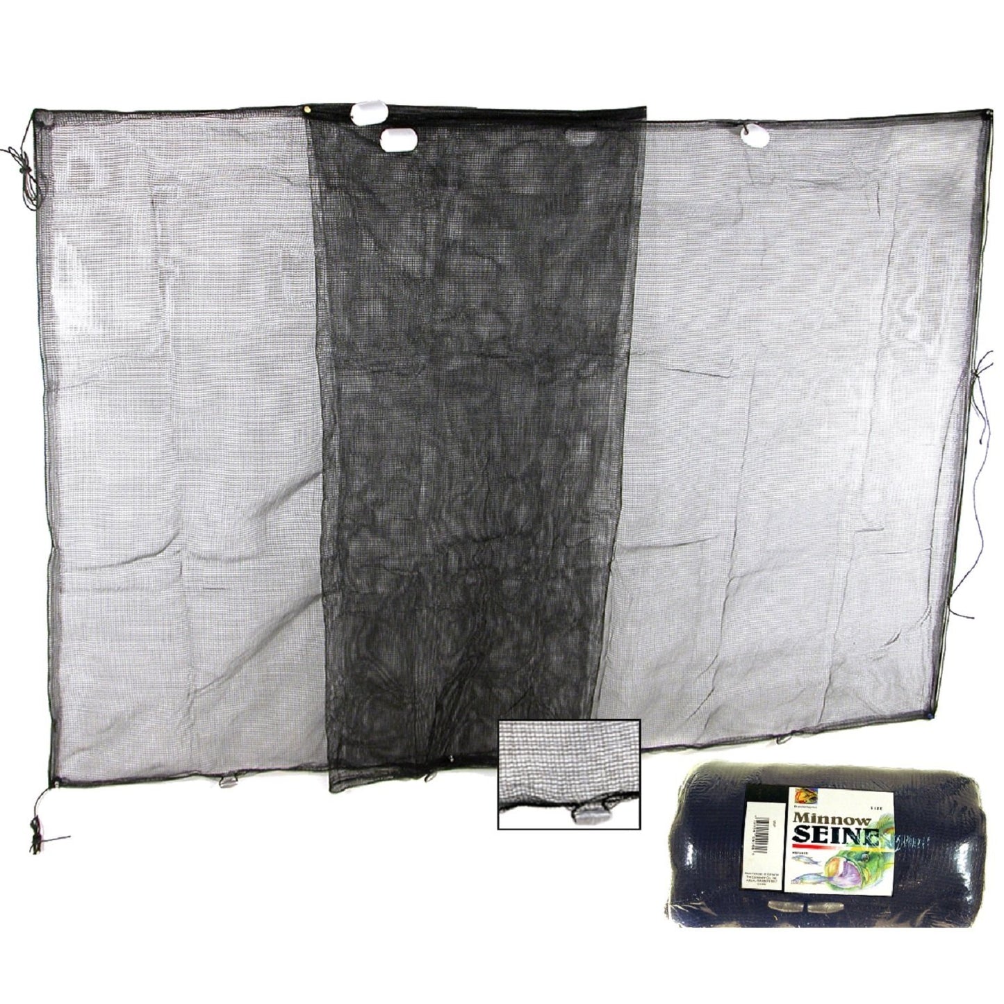 Danielson Minnow Seine 1/8-Inch Mesh Nylon Fishing Net, Large, Black