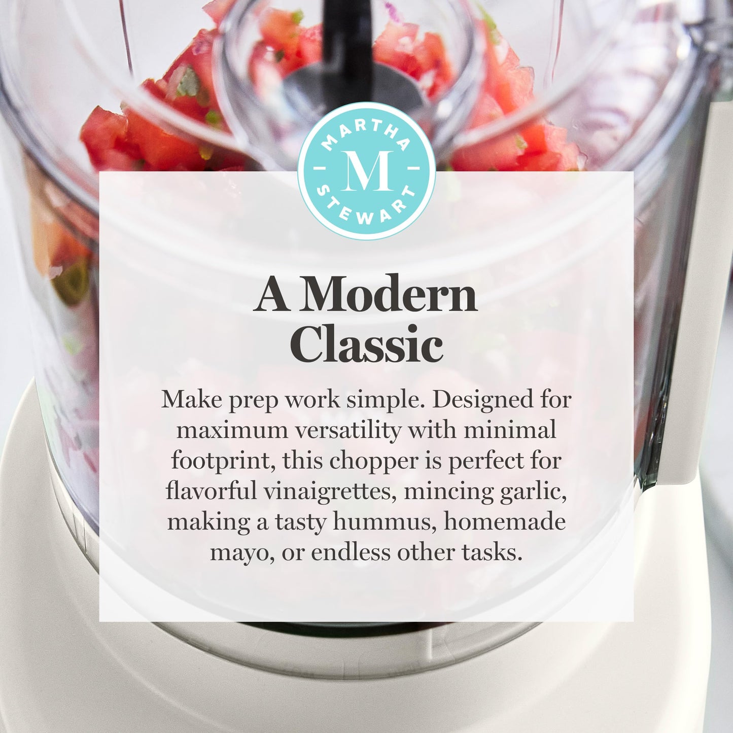 Martha Stewart 3 Cup Electric Food Chopper, Vegetable & Herb Mini Food Processor, 24oz BPA-Free Bowl, Stainless Steel Blades, Pour Spout, Dicing, Mincing, Chop & Puree, Dishwasher Safe, Caviar