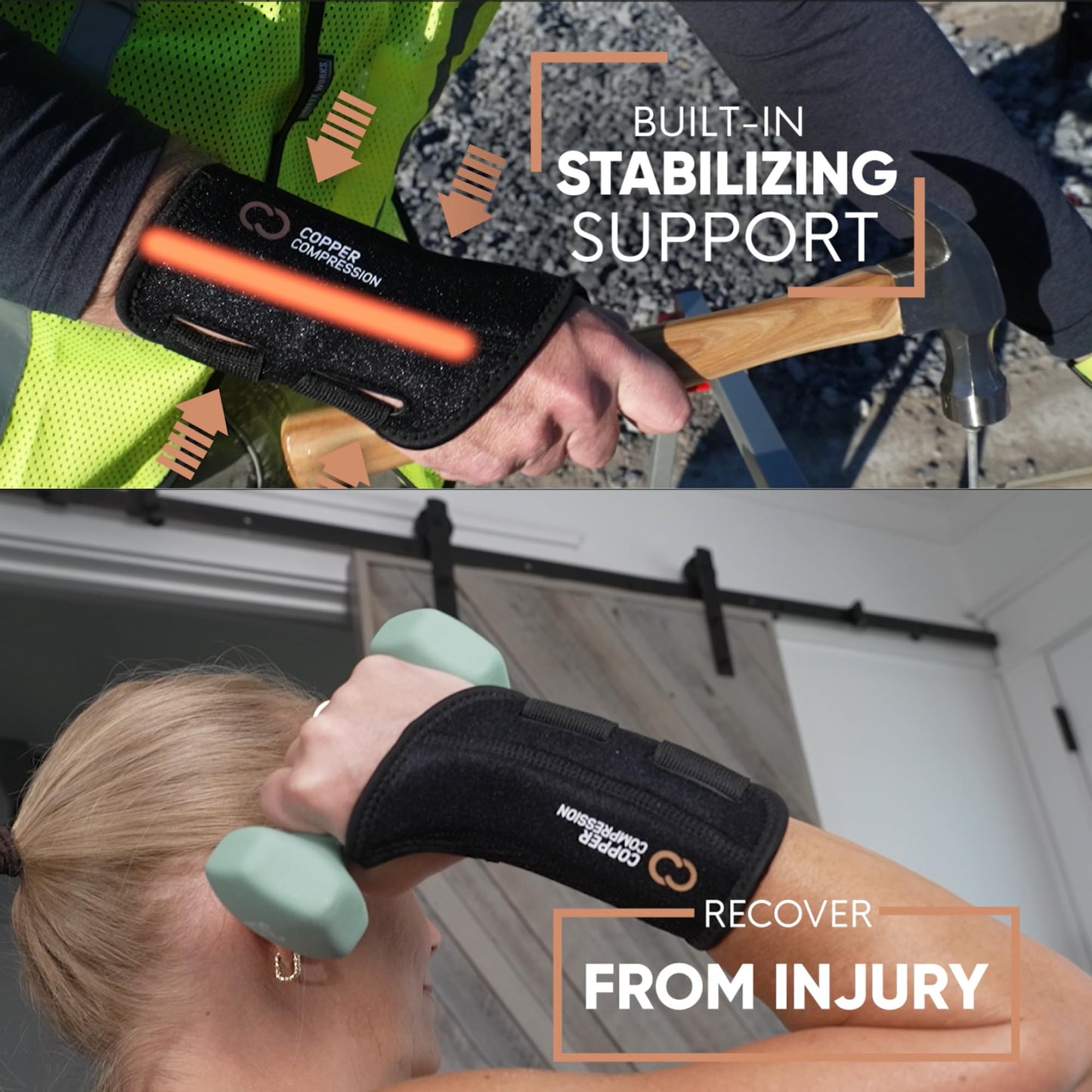 Copper Compression Advanced Wrist Brace - Copper Infused Adjustable Orthopedic Support Splint for Pain, Carpal Tunnel, Arthritis, Tennis Elbow, Tendinitis, RSI, Ganglion Cyst for Men Women Left L/XL