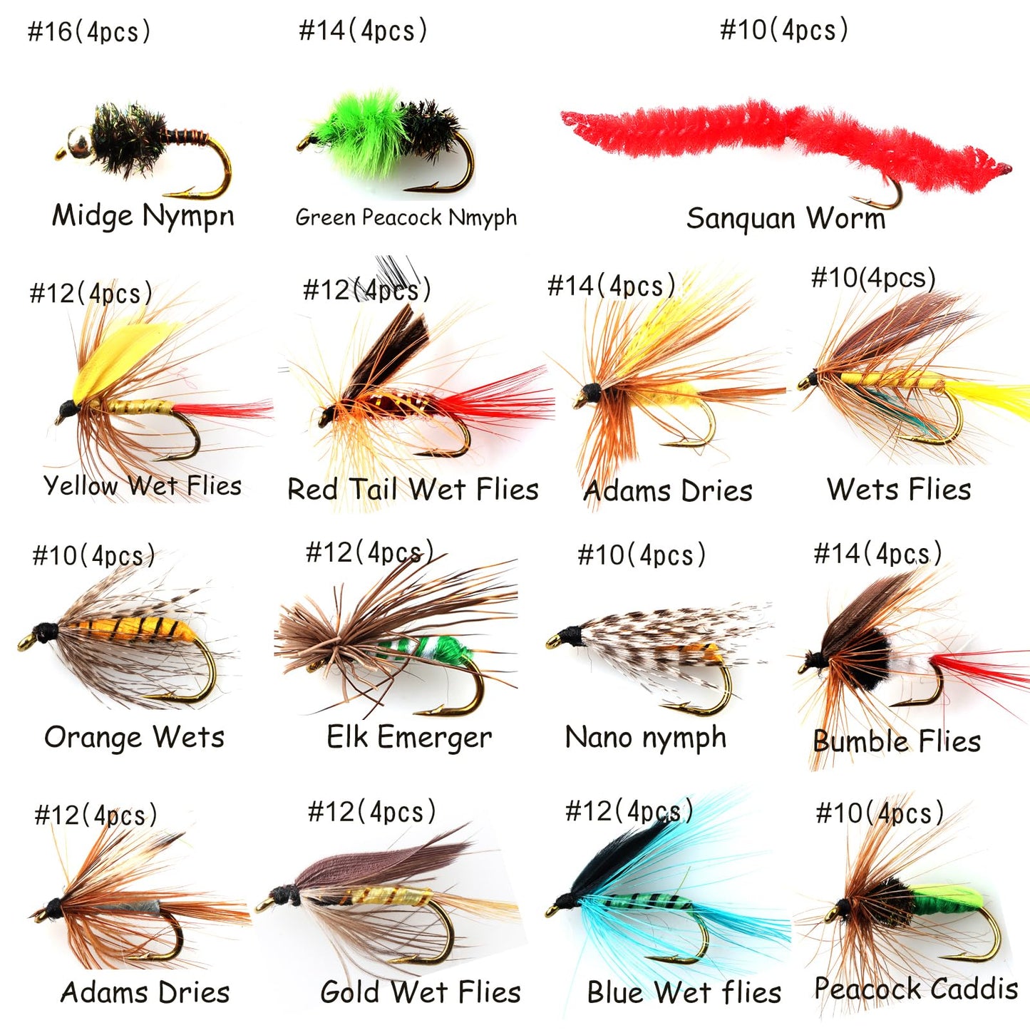 Fly Fishing Flies Assortment Kit Dry Wet Nyphms Tenkara Popper Streamer Woolly Bugger for Trout Bass Salmon Steelhead with Fly Box