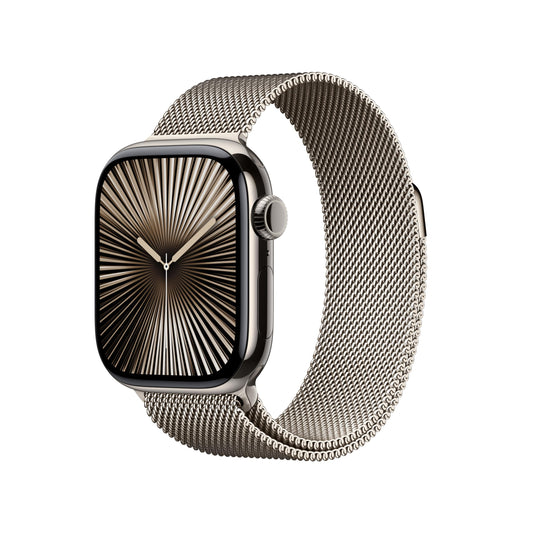 Apple Watch Series 10 [GPS + Cellular 42mm case] Smartwatch with Natural Titanium Case with Natural Milanese Loop. Fitness Tracker, ECG App, Always-On Retina Display, Carbon Neutral