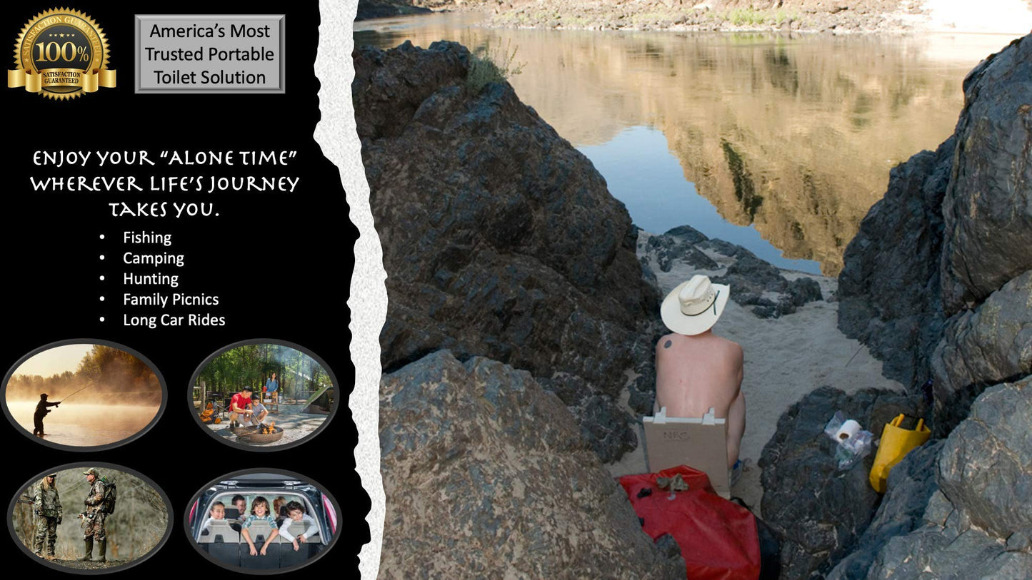 GO Anywhere Complete Portable Camping Toilet - For Camping, Hunting, Fishing and More - Comes with 3 Bonus Toilet Kits (Waste Bag with Poo Powder, Zip-Close Storage Bag, Toilet Paper & Hand Sanitizer)