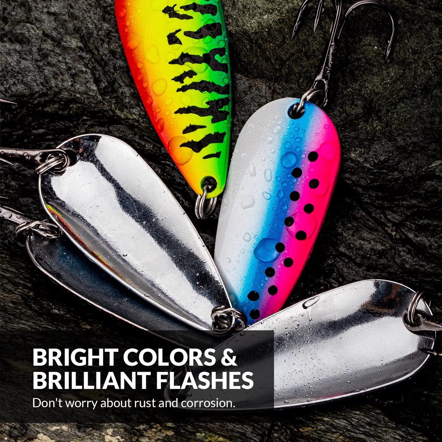 THKFISH 5pcs Saltwater Fishing Lures, Fishing Spoons with Durable Treble Hooks, Jigs Lure for Tuna Salmon Grouper, Sea Fish Jigging Lure, Trolling Spoon for Bass Fish with Tackle Box