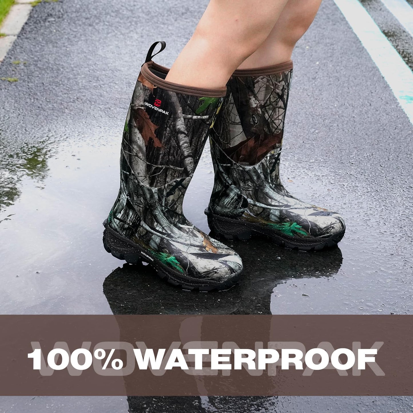 WOVENPAK Rubber Boots for Women, Waterproof Rain Boots Women with Steel Shank, Insulated Hunting Boots, Neoprene Garden Mud Boots All Season for Hunting, Gardening, Farming, Size 6-11