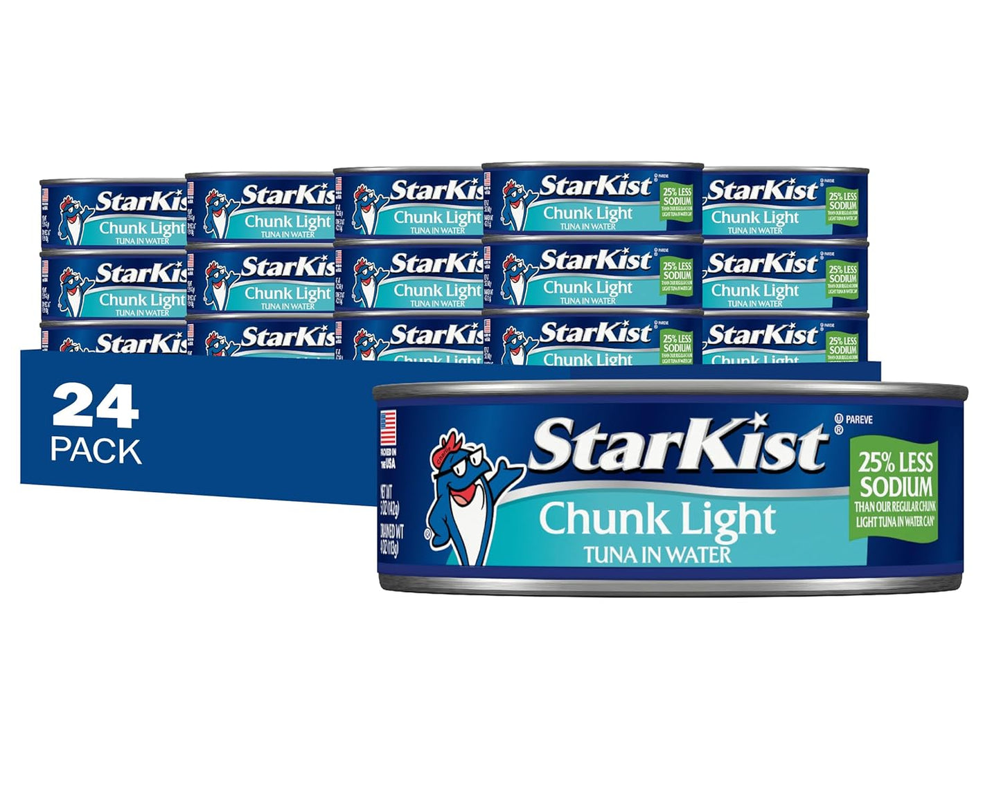 StarKist Chunk Light Tuna in Water, 5 oz (8 Pack) Canned Tuna Fish, Wild Caught, Gluten Free, Ready to Eat, Perfect for Salads, Keto Meals and Snacks, with 20g Protein & 90 Calories Per Serving