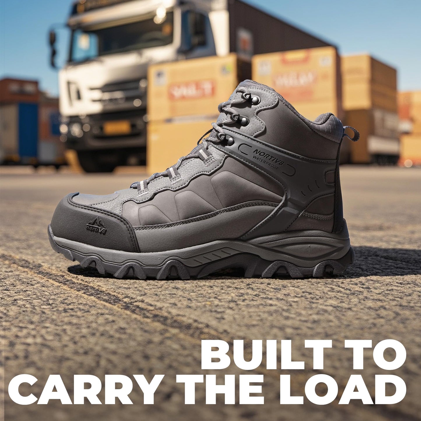 NORTIV 8 Waterproof Steel Toe Boots for Men Slip Resistant Safety Industrial Boots