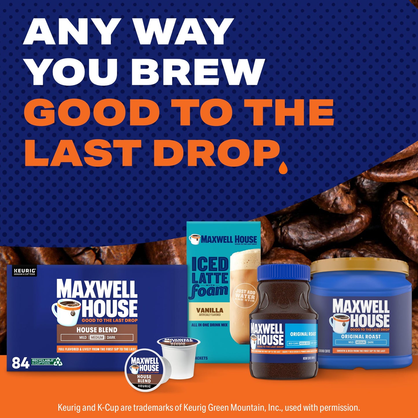 Maxwell House House Blend Medium Roast K-Cup Coffee Pods, 84 ct Box