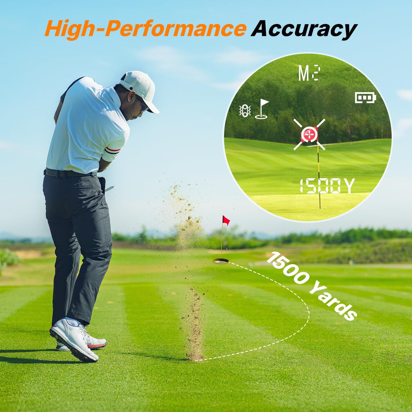 WOSPORTS Golf Rangefinder 1500-Yard with Slope,Golf Accessories Range Finder 7X Magnification,Pin Lock Vibration Range Finder(Feet/Meters/Yards),Rechargeable