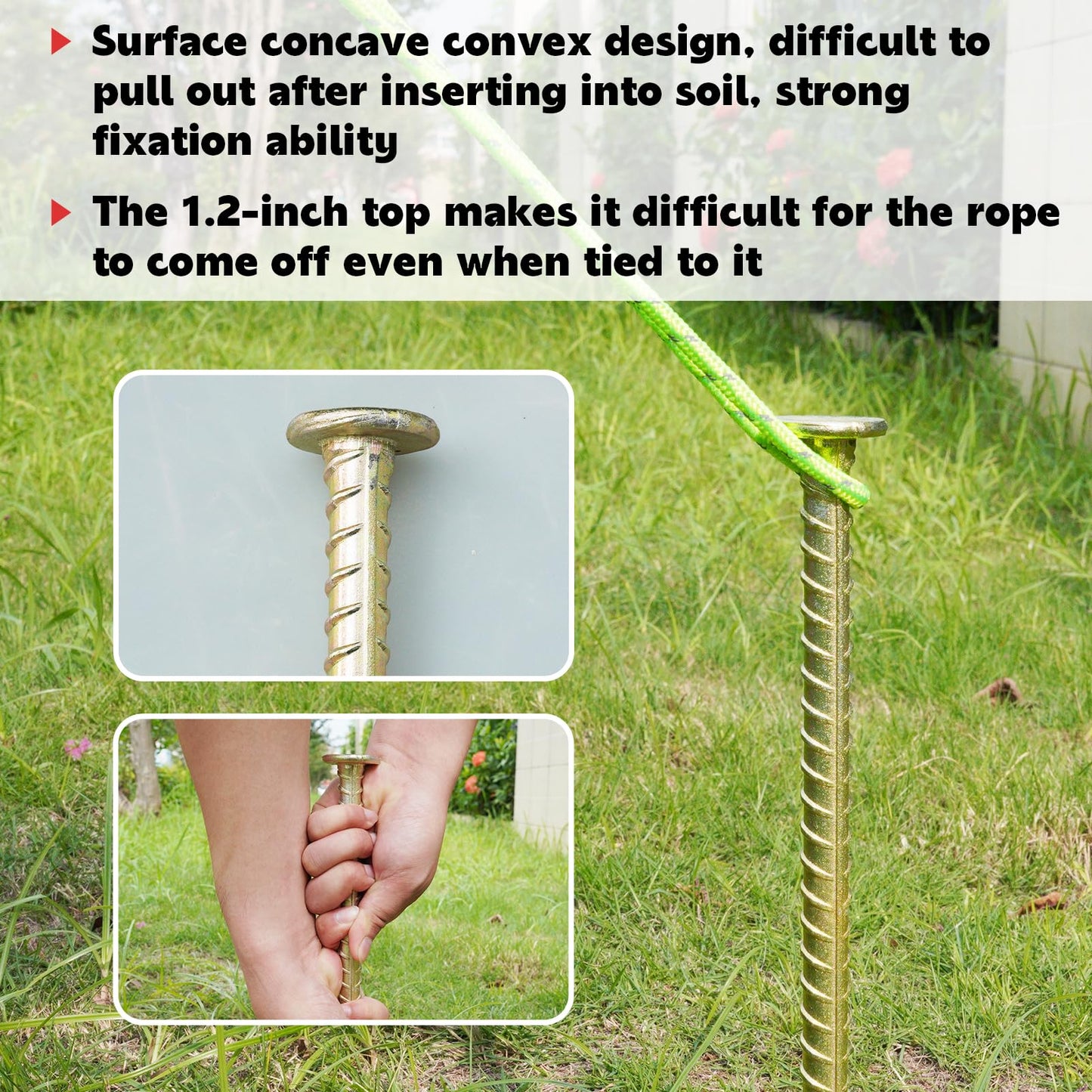 30 Inch Long Rebar Stakes - 9/16 Inch Diameter Heavy Duty Asphalt Anchors, Galvanized Steel Ground Anchor for Speed Bump, Wheel Stop, Tent and More (4 Counts)