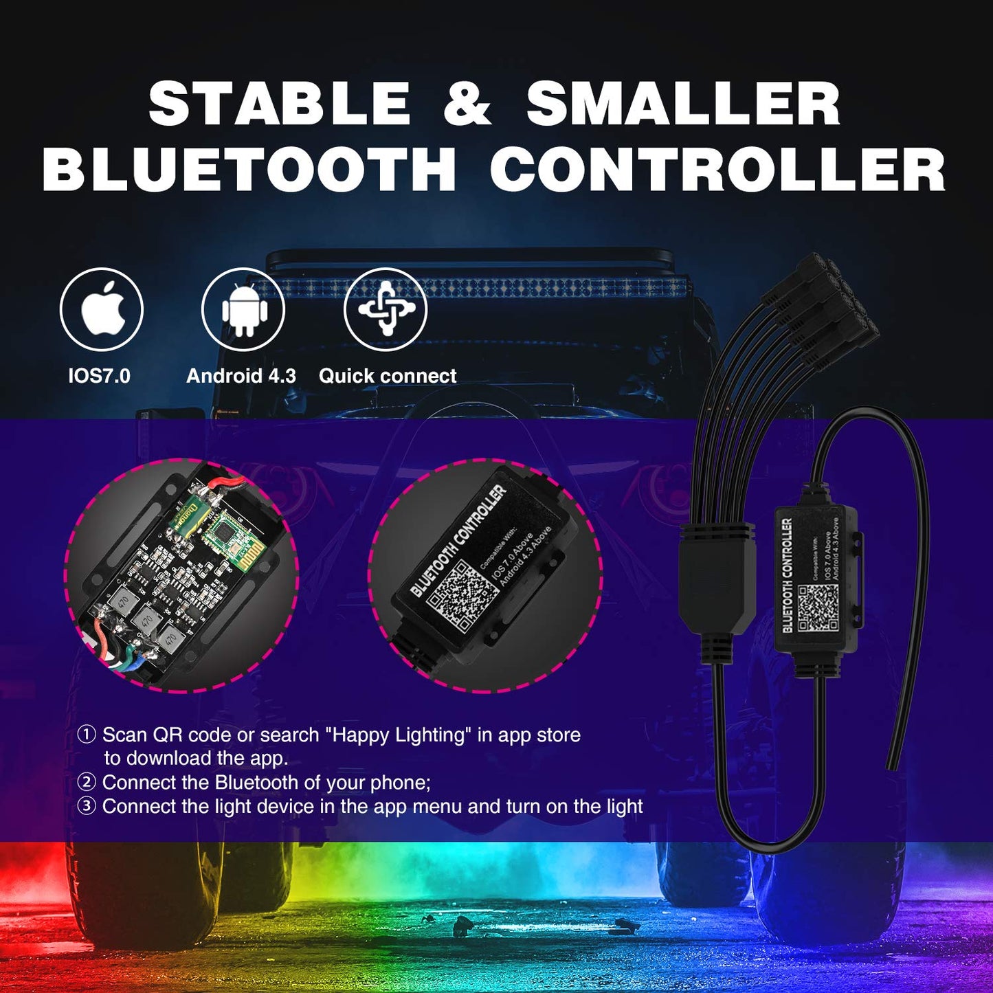 Nilight RGB LED Rock Lights Kit, 4 pods Underglow Multicolor Neon Light Pod with Bluetooth App Control Flashing Music Mode Wheel Well Light for Truck ATV UTV RZR SUV