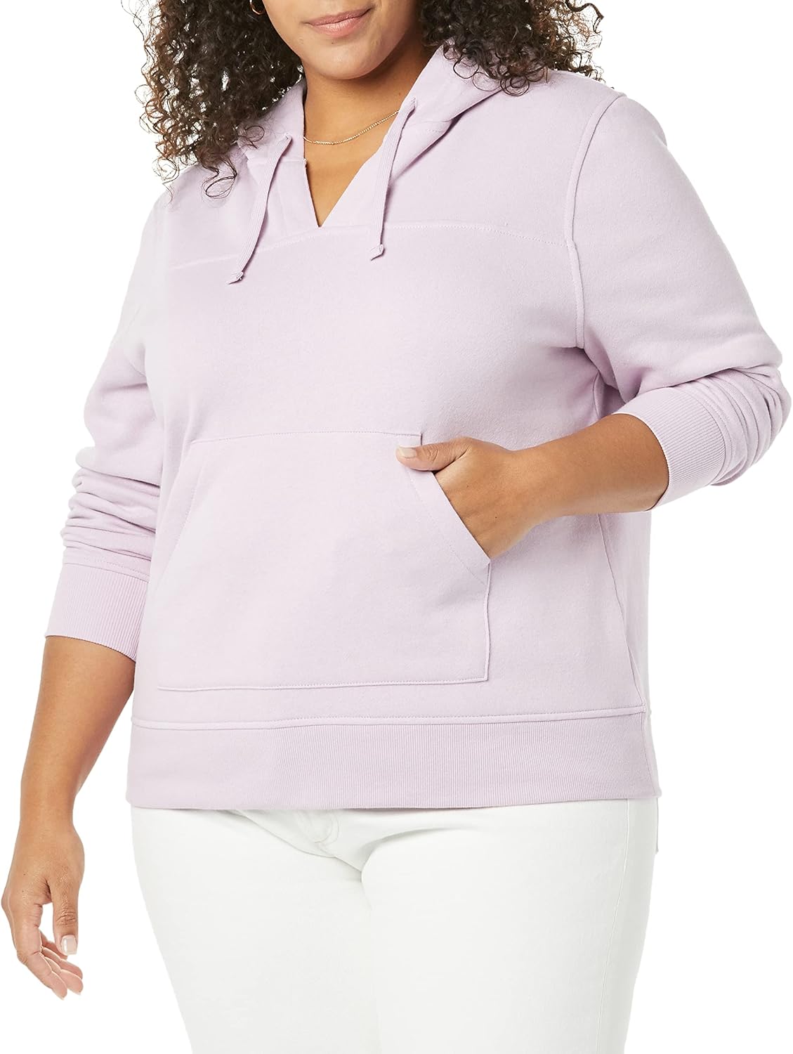 Amazon Essentials Women's Classic-Fit Long-Sleeve V-Neck Hooded Sweatshirt - Discontinued Colors