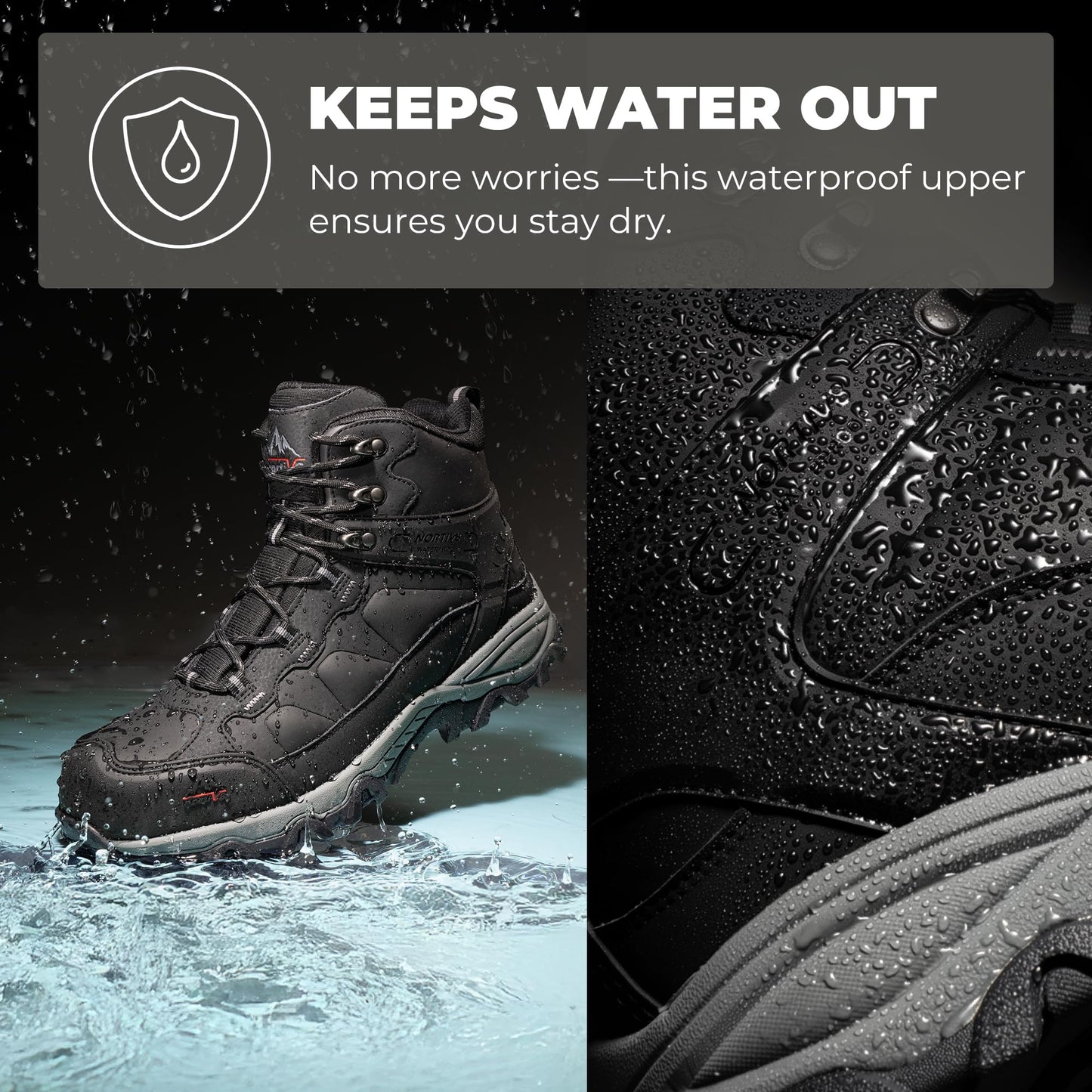 NORTIV 8 Waterproof Steel Toe Boots for Men Slip Resistant Safety Industrial Boots