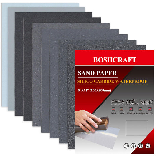 24 Pcs Sandpaper, Wet & Dry Sandpaper Assortment 60/120/320/600/800/1000/1500/2500 Grit Sand Paper for Wood Metal Automotive Drywall Plastic 9 × 11 inch Sandpaper Sheets